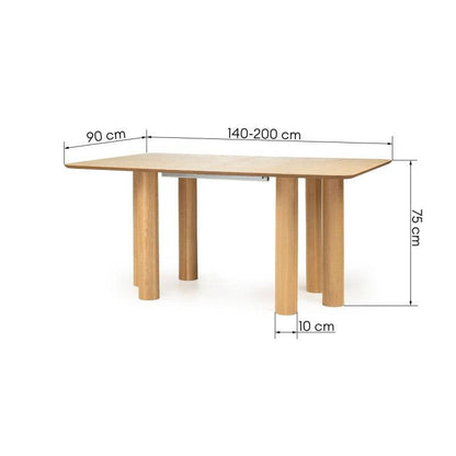 Ausziehbarer Tisch LOALOA 140-200 cm, Wildeiche Natur