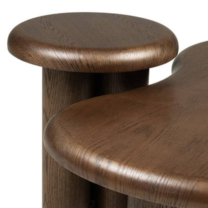 Set di tavolini WALNUT rovere scuro forme arrotondate