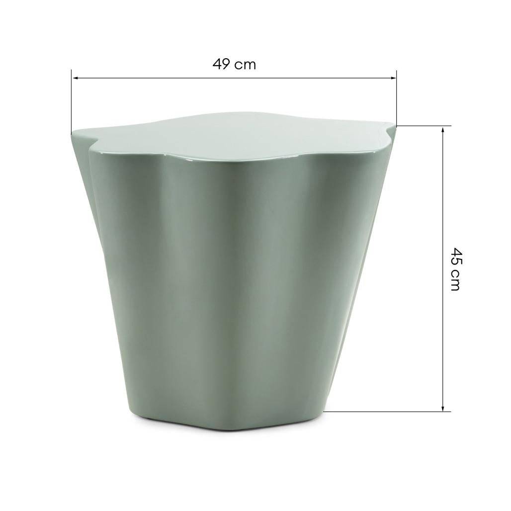 Tavolino 49 cm FIOR, salvia, lucido, forme arrotondate