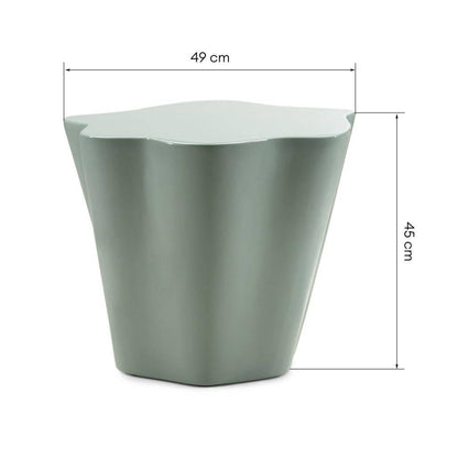 Tavolino 49 cm FIOR, salvia, lucido, forme arrotondate