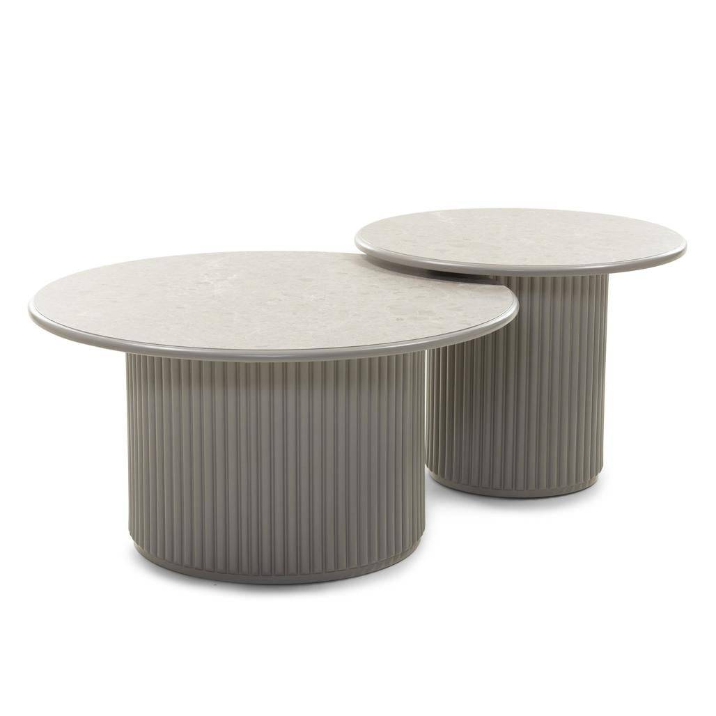 Runder Couchtisch ASTI 80 cm, grau, Marmor-Optik