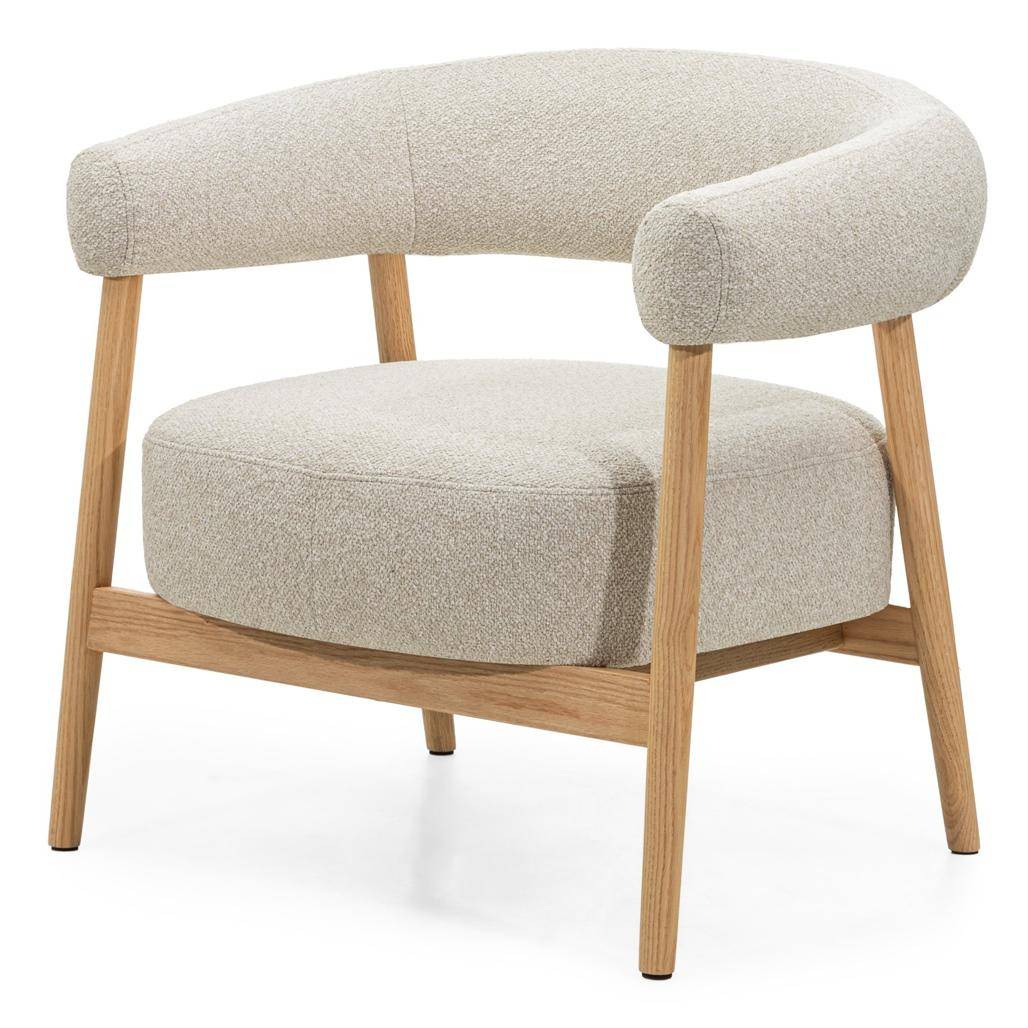 Sessel MUE hellbeige mit Eichenholz