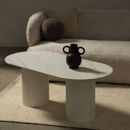 Tavolino da caffè 120 cm MARBELLA ovale effetto marmo