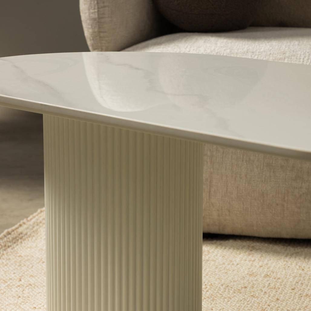 Tavolino da caffè 120 cm MARBELLA ovale effetto marmo