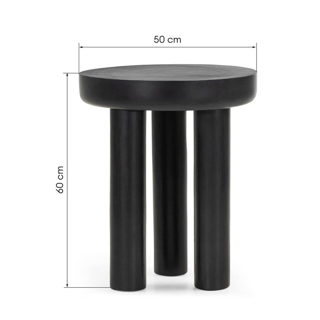 Beistelltisch, rund, schwarz, 50 cm LANG