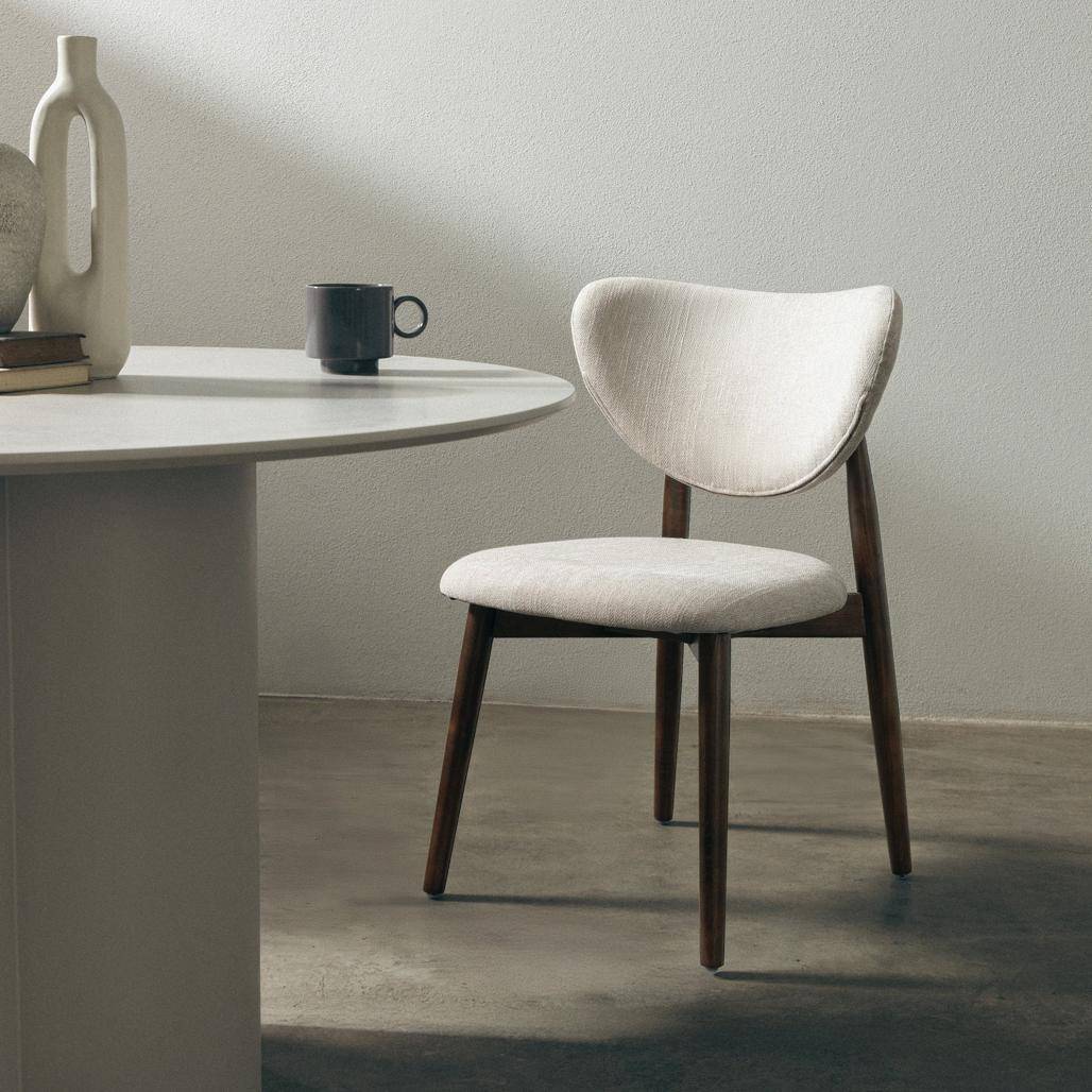 Esszimmerstuhl JULIETTE, beige/Nussbaum