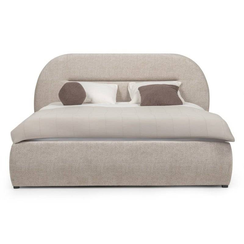 Letto imbottito MALANEL 160x200 cm, beige chiaro, arrotondato