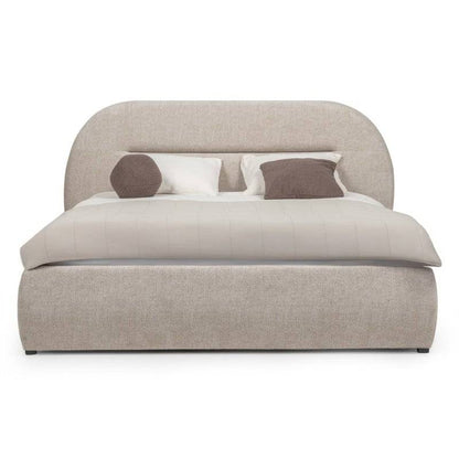 Letto imbottito MALANEL 160x200 cm, beige chiaro, arrotondato