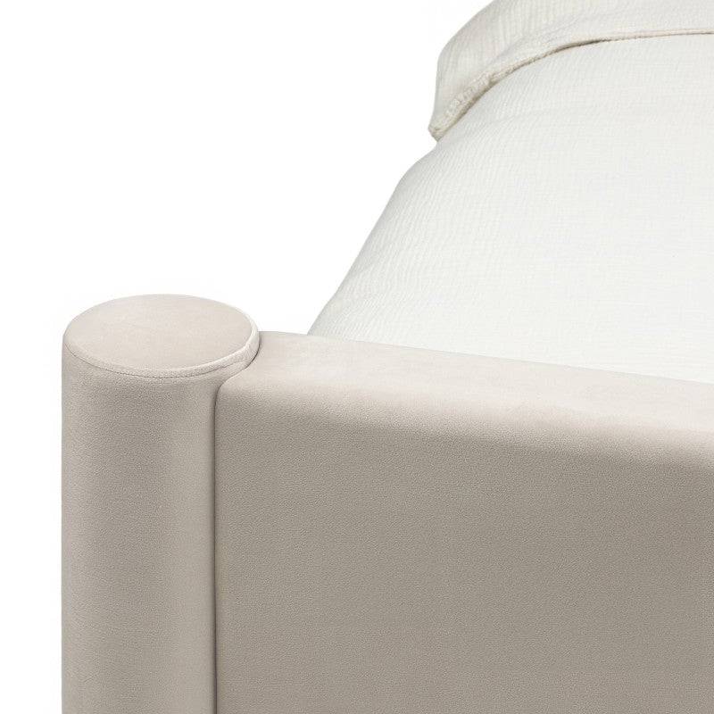 Gepolstertes Bett ZENNA 160x200 cm, hellbeiger Samt