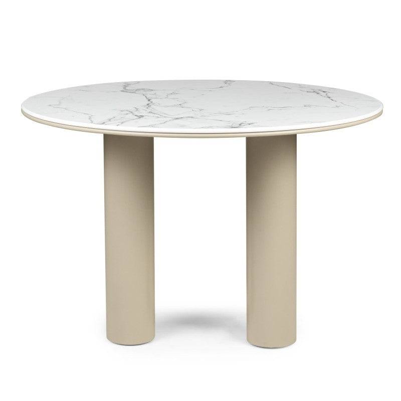 BEJRO Tavolo da Pranzo 120 cm Rotondo Beige Scuro