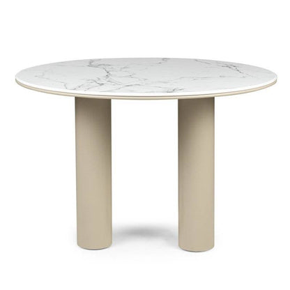 BEJRO Tavolo da Pranzo 120 cm Rotondo Beige Scuro