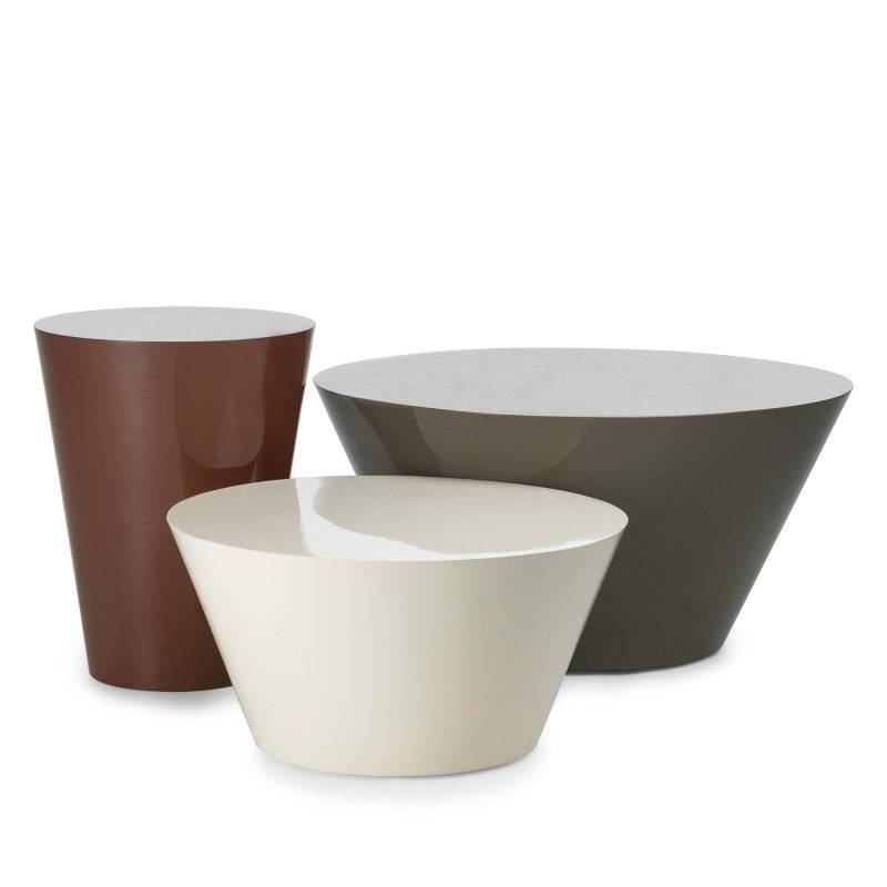 Beistelltisch ELISSA Ø60 cm, creme-weiß, hochglänzend