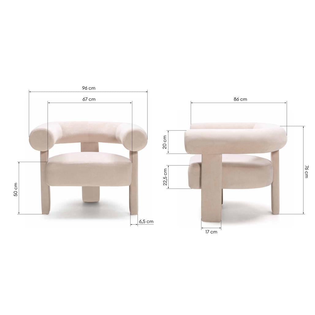 Poltrona ATYPIQUE, beige chiaro, velluto