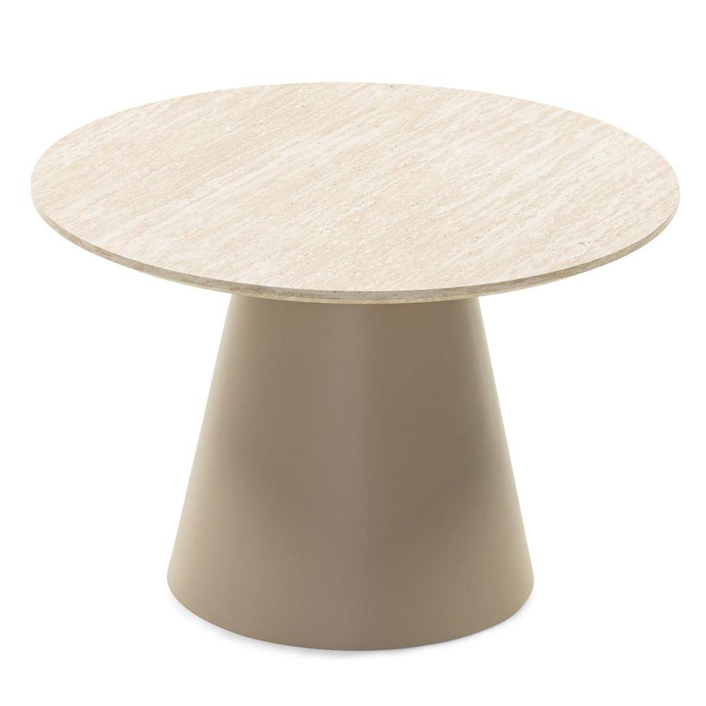 Tavolino da caffè rotondo OREZ, beige travertino