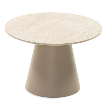 Tavolino da caffè rotondo OREZ, beige travertino