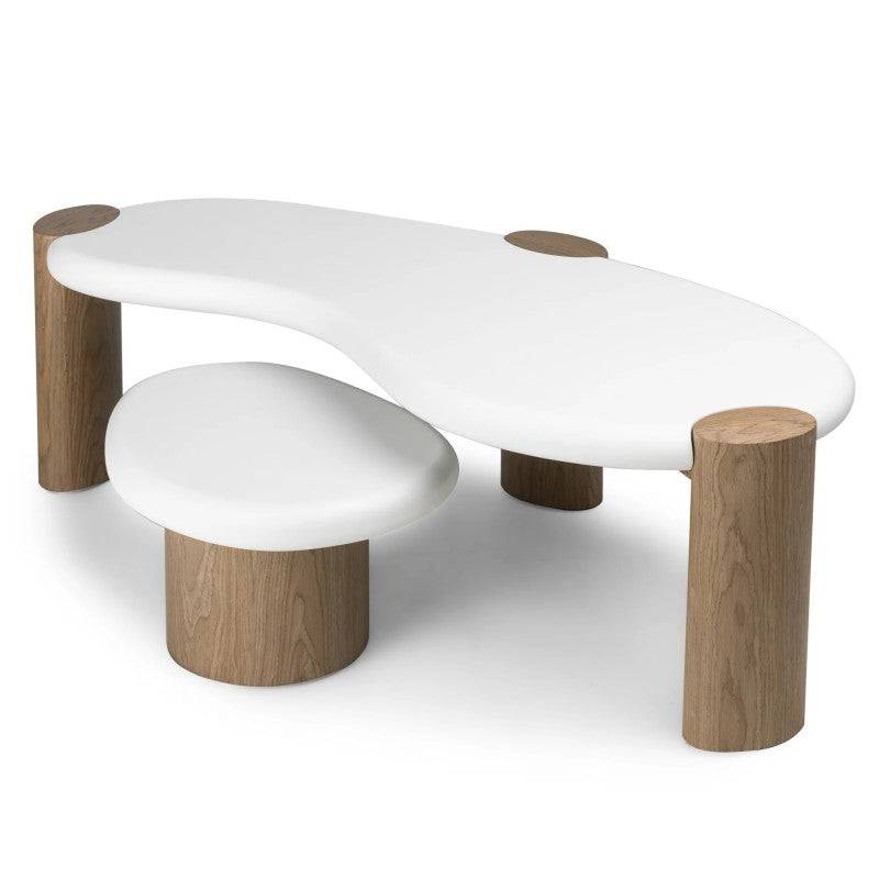 Beistelltisch OBUO 50 cm Weiß Nussbaum