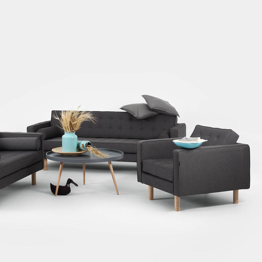 Divano 3 Posti TOPIC WOOD Carbone Naturale