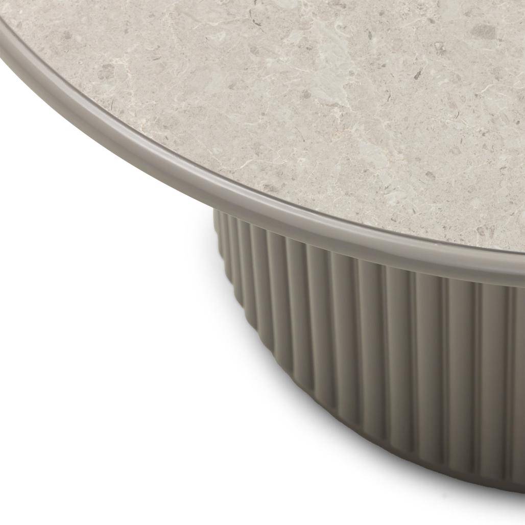 Runder Couchtisch ASTI 80 cm, grau, Marmor-Optik