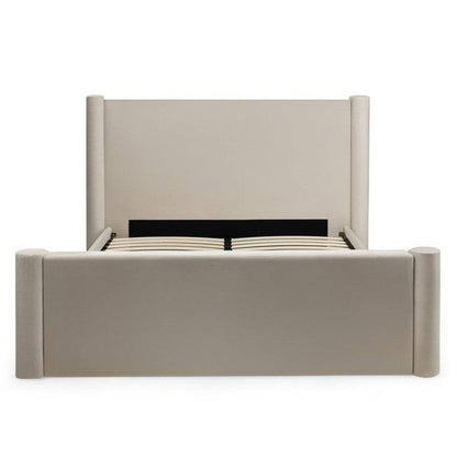 Gepolstertes Bett ZENNA 160x200 cm, hellbeiger Samt