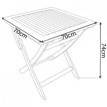 Tavolino pieghevole in legno di acacia massiccio 70x70x74 cm