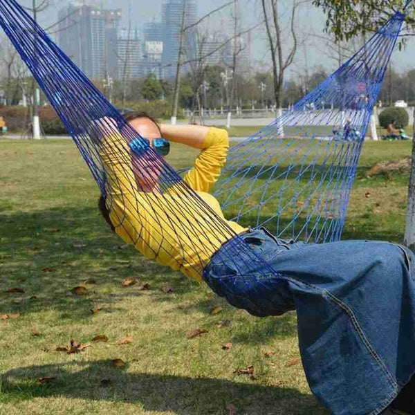 NYLON-HÄNGEMATTE FÜR GARTEN CAMPING REISEN WANDERN ENTSPANNUNG NETZMUSTER BAD