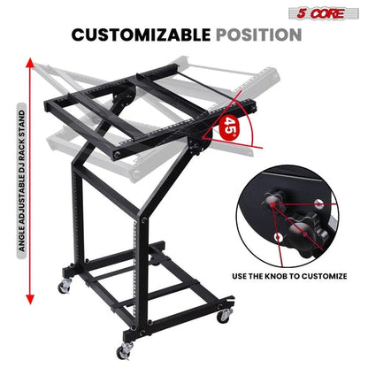 Supporto rack DJ 5Core 9U regolabile con ruote