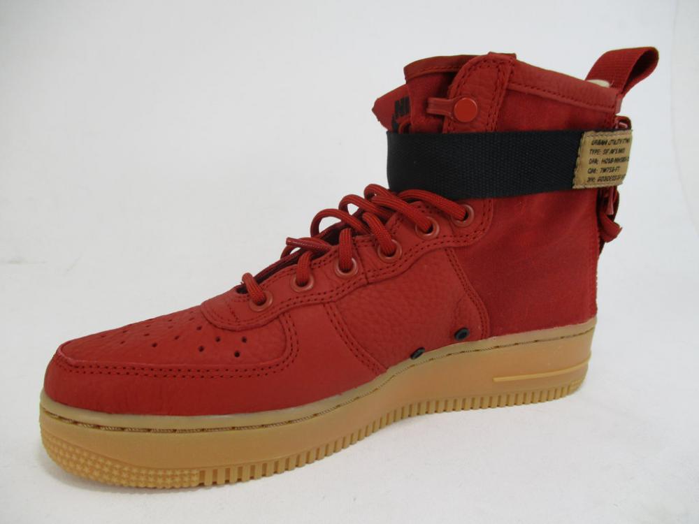 Nike scarpa alta in pelle e canvas SF Air Force 1 Mid 917753 600 dune red