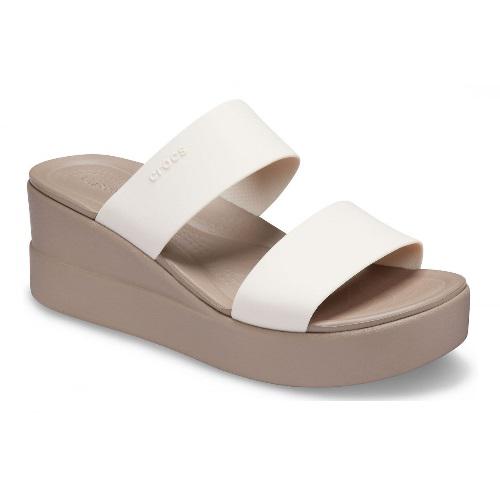 Crocs sandalo con fascia e zeppa da donna Brooklyn Mid Wedge 206219-16T stucco-fungo