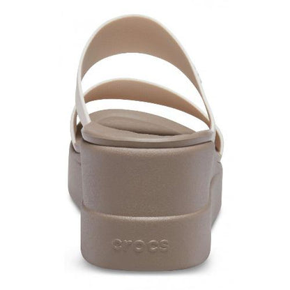Crocs sandalo con fascia e zeppa da donna Brooklyn Mid Wedge 206219-16T stucco-fungo