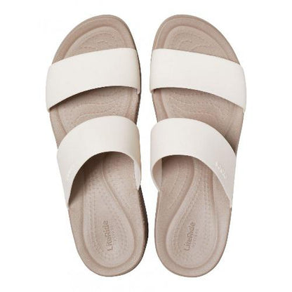 Crocs sandalo con fascia e zeppa da donna Brooklyn Mid Wedge 206219-16T stucco-fungo