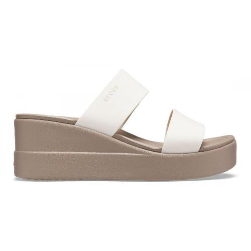 Crocs sandalo con fascia e zeppa da donna Brooklyn Mid Wedge 206219-16T stucco-fungo