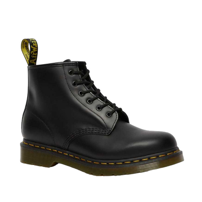 Dr. Martens 101 YS Smooth Anfibio Pelle Nero 26230001 - Stivale 6 Occhielli Cuciture Gialle