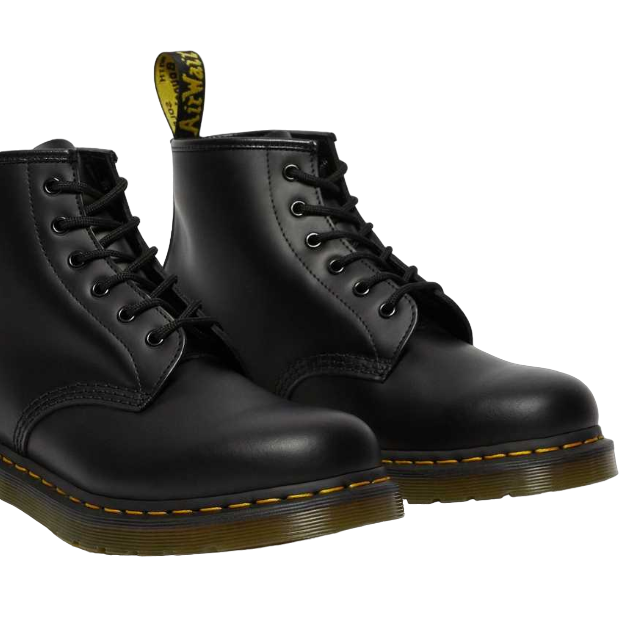 Dr. Martens 101 YS Smooth Anfibio Pelle Nero 26230001 - Stivale 6 Occhielli Cuciture Gialle