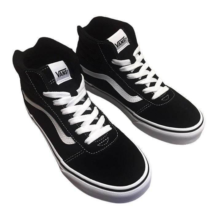 Vans Ward HI Nero Bianco - Sneakers Alte Ragazzo Camoscio VN0A38JAIJU1