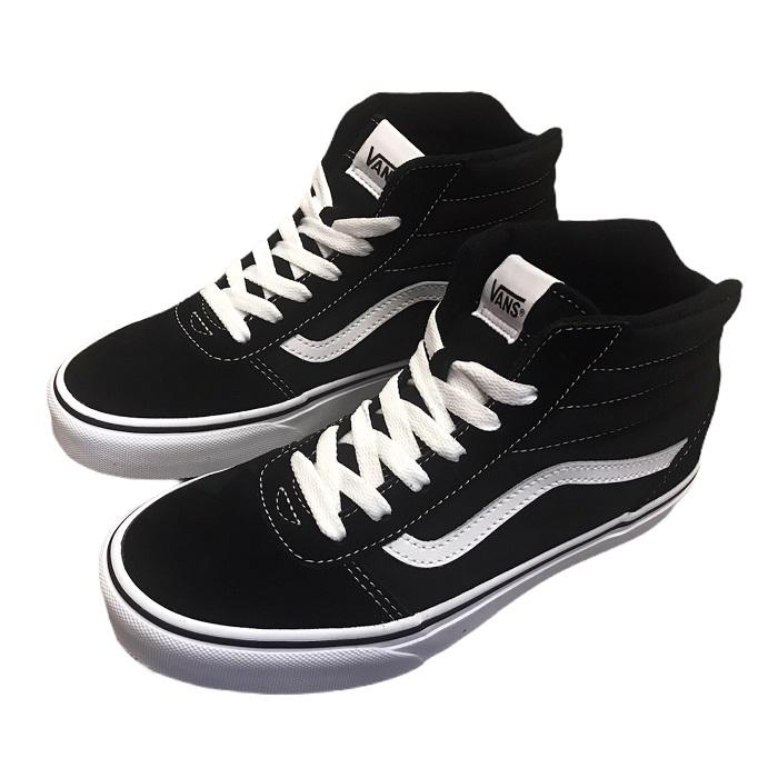Vans Ward HI Nero Bianco - Sneakers Alte Ragazzo Camoscio VN0A38JAIJU1