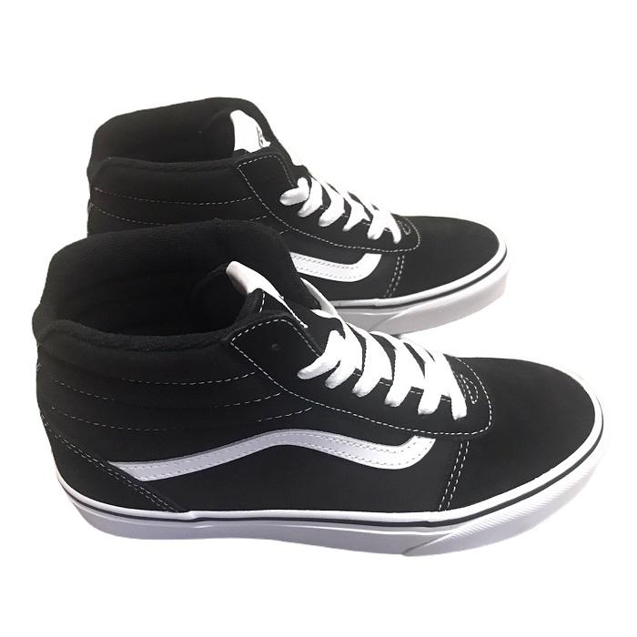 Vans Ward HI Nero Bianco - Sneakers Alte Ragazzo Camoscio VN0A38JAIJU1