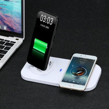 CARICABATTERIA STAZIONE RICARICA WIRELESS 5in1 IPHONE TYPE-C MICRO USB LIGHTNIG