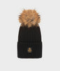 RefrigiWear cappello donna con pom pom in pelliccia SNOWFLAKE HAT B05518 MA9083 G060 nero