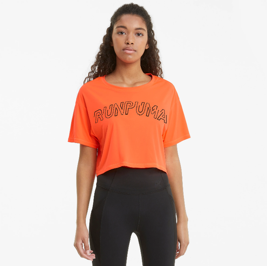 Puma t-shirt da running da donna Run Logo SS Tee 520174 01 arancione