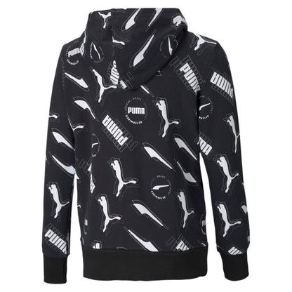 Puma Felpa da bambino con cappuccio e cerniera Alpha AOP 585894 01 nero