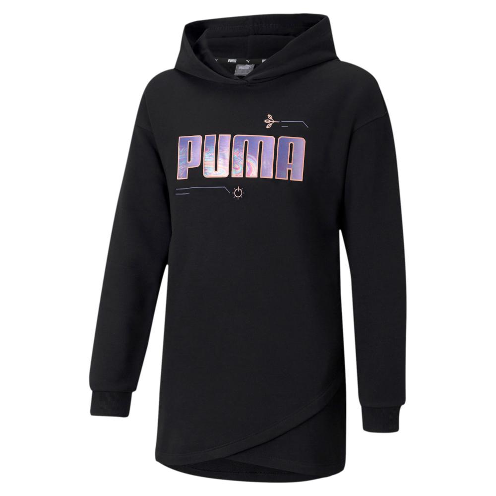 Puma vestitino da ragazza in felpa con cappuccio Alpha Elongated TR 586175 01 nero