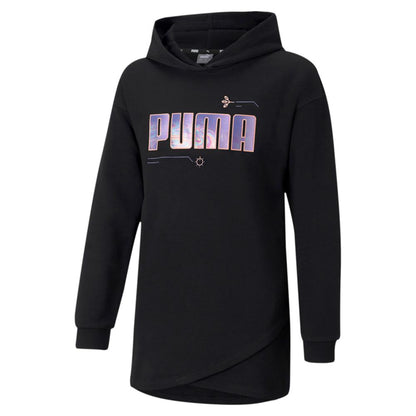 Puma vestitino da ragazza in felpa con cappuccio Alpha Elongated TR 586175 01 nero