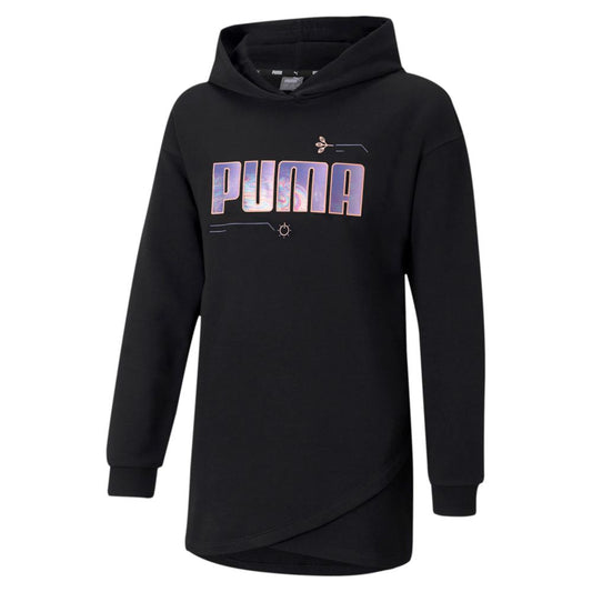 Puma vestitino da ragazza in felpa con cappuccio Alpha Elongated TR 586175 01 nero