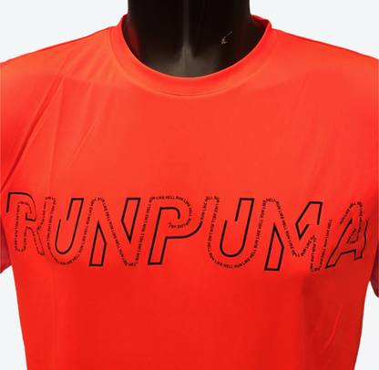Puma maglietta manica corta da uomo Run Logo 52020384 rosso lava-nero