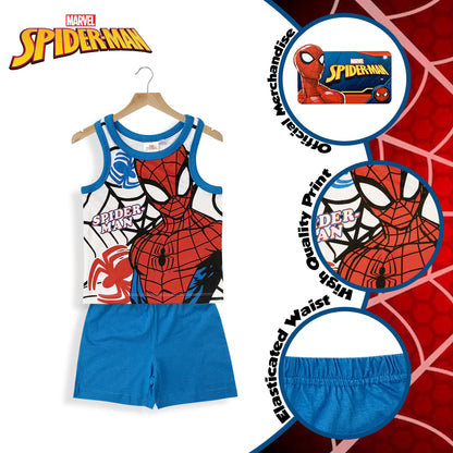 Kids' Marvel Spiderman Cotton Printed Vest and Shorts Pyjamas 6031
