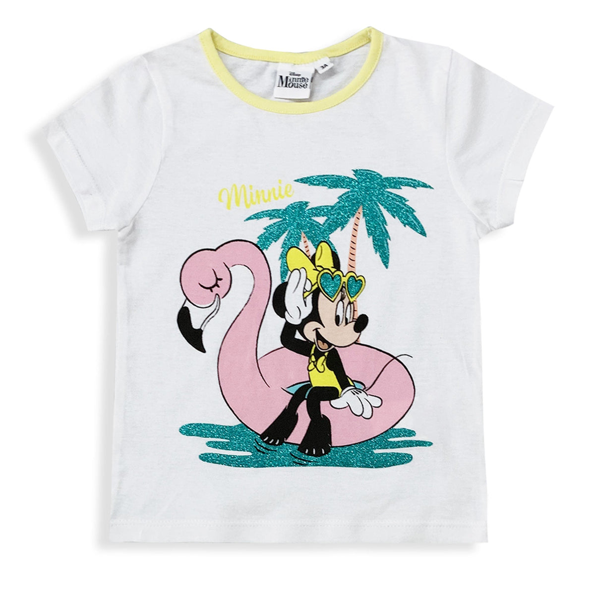Pigiama bambina Disney Minnie Mouse t-shirt  pantaloncino in cotone glitter 6034