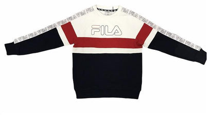 Fila felpa girocollo da ragazzo Julio 683334 G06 bianco-nero