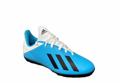 Adidas scarpa da calcetto da ragazzo X 19.4 TF Jr F35347 bianco-celeste