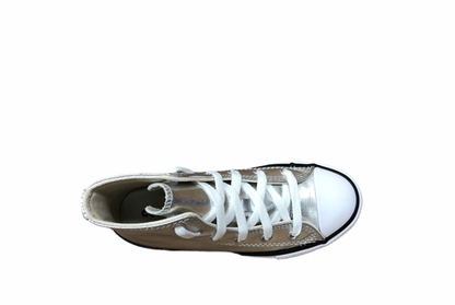 Converse scarpa sneakers alta alla caviglia da bambina Ctas Hi Metallic G 670179C argento metallico