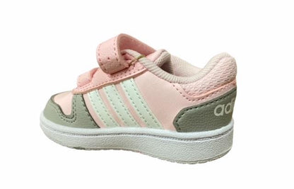 Adidas scarpa da ginnastica da bambina con strappo Hoops 2.0 CMF I FY9453 rosa grigio